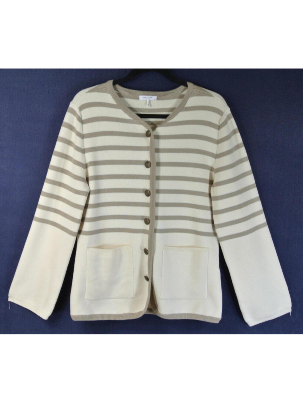 NEW, Rag & Bone Dee Stripe Long Cardigan in Tanst Sz L  #S7601